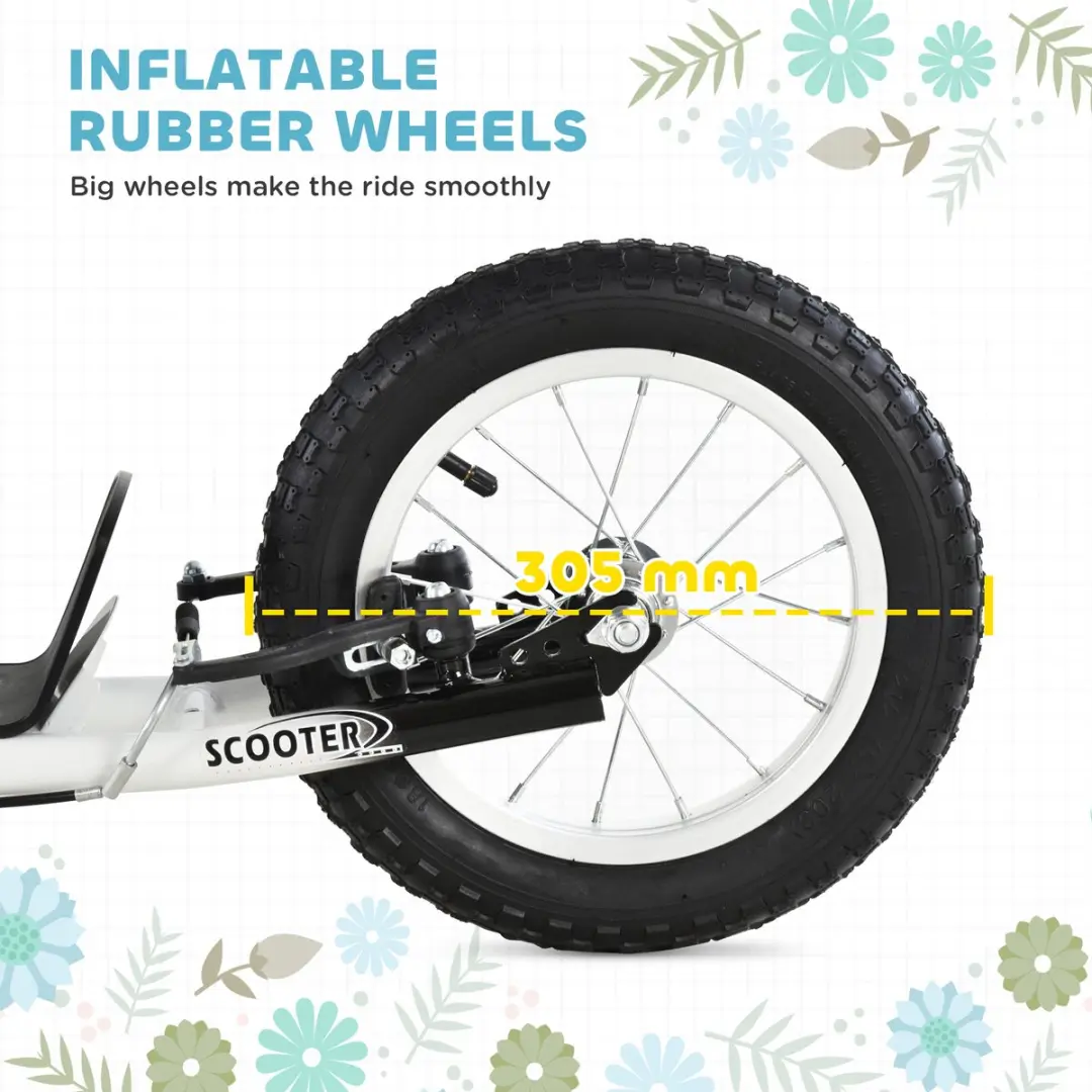 Homcom Kinderstep met Luchtbanden 12 Inch - Wit