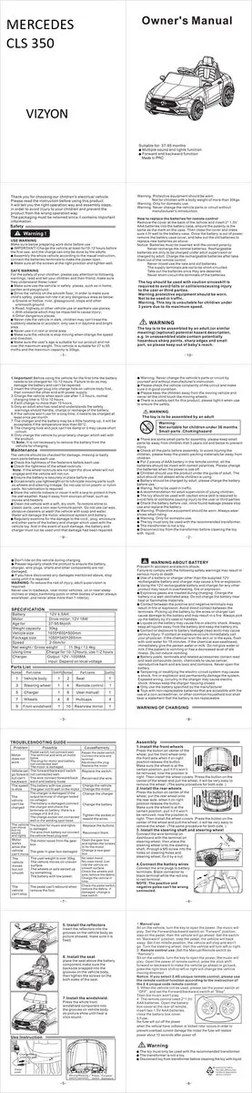 Mercedes CLS350 Kinderauto 1-5 jaar - Wit - MPN 354654