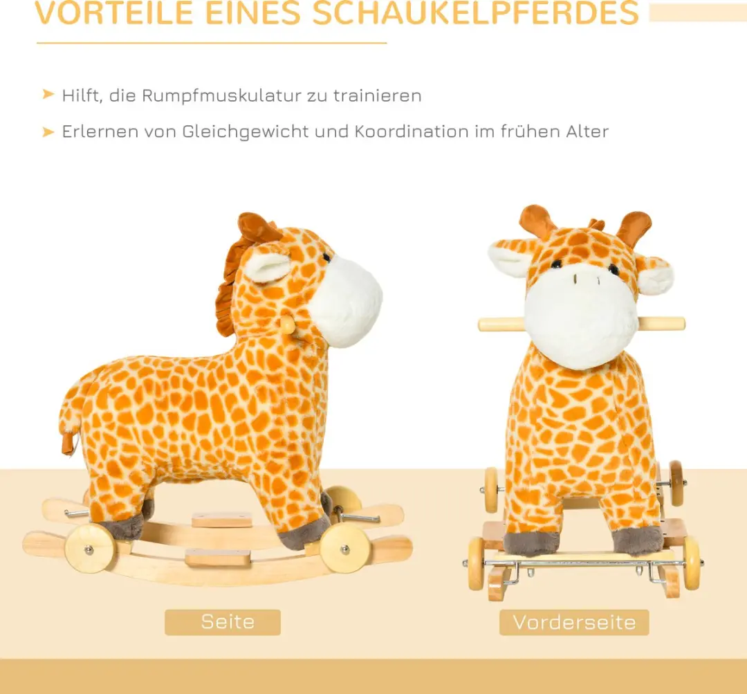 Homcom Schommelpaard 2-in1 330-136 - Geel