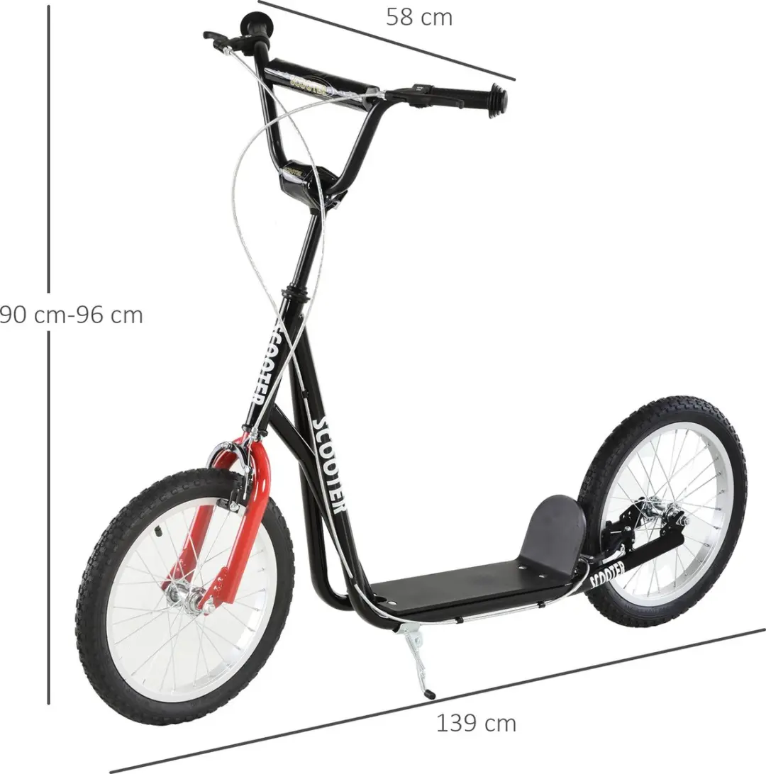 Homcom Kinderstep 16 Inch - Hoogteverstelbaar - Zwart
