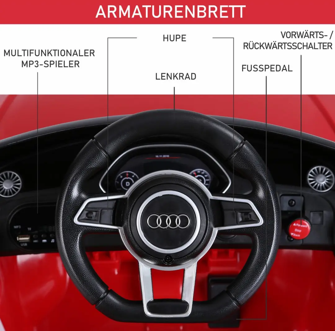 Homcom Kindervoertuig 370-079V90 - Rood - afbeelding 6 van 6
