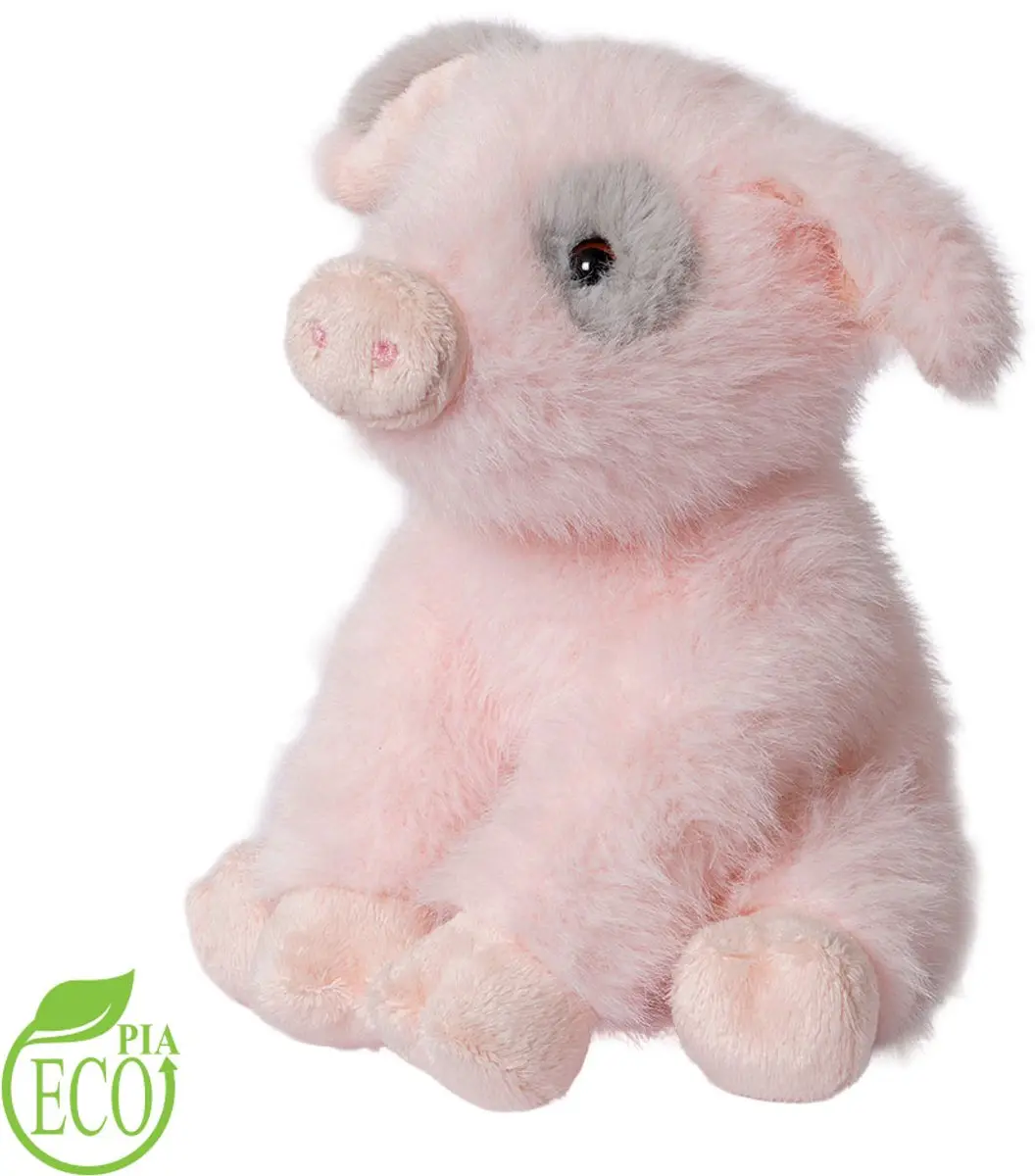 PIA Soft Toys Pluche Knuffel Varken Zittend ECO 21cm - Roze/Grijs