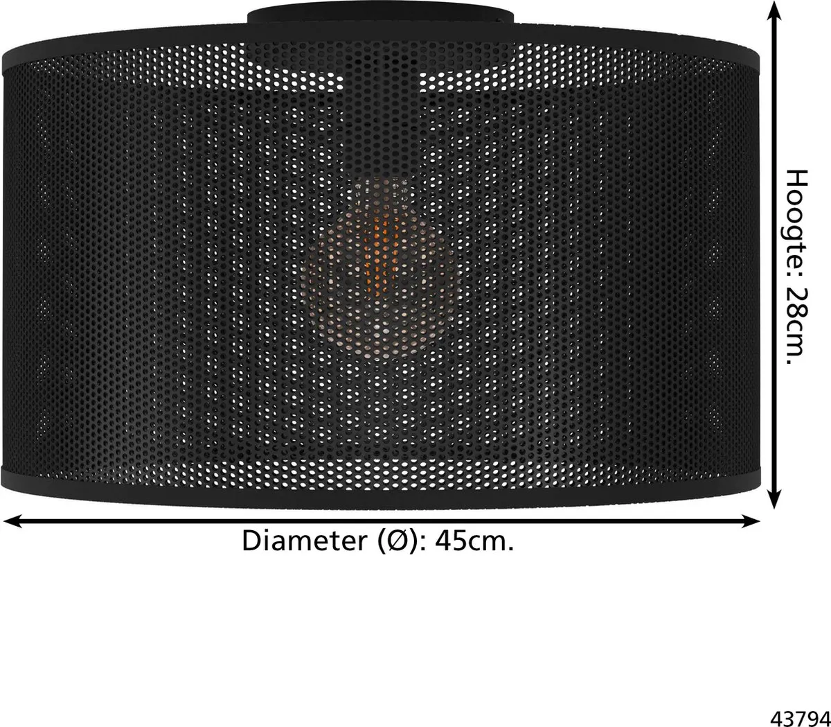 Eglo Manby Plafondlamp E27 - Ø45cm - Zwart