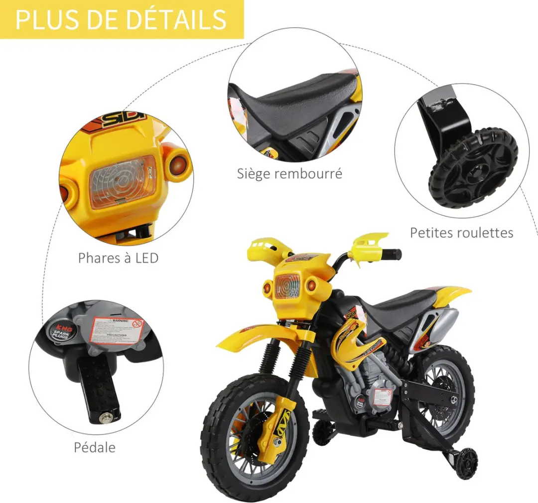 Homcom Elektrische Motorfiets 301-043YL - Geel