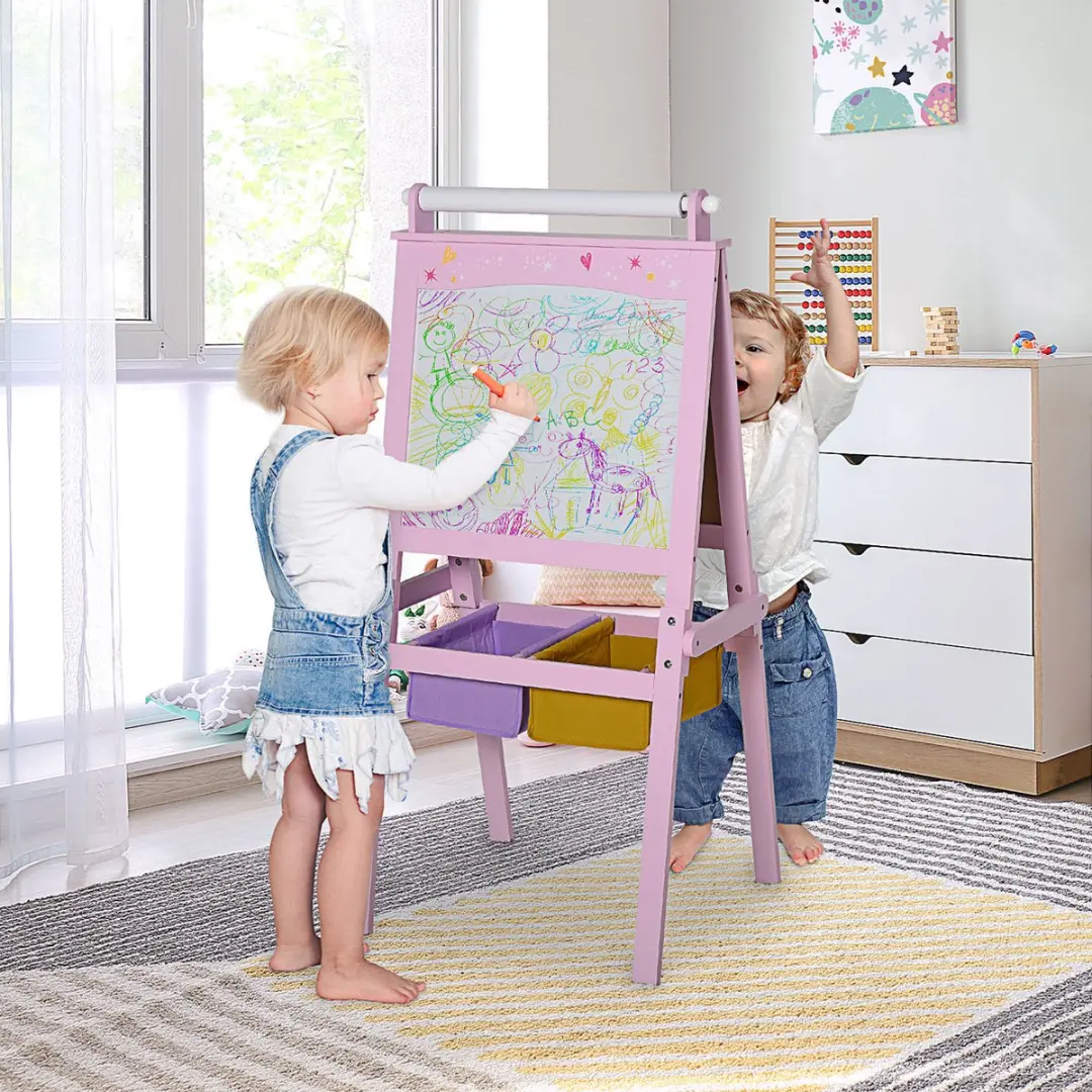 Homcom Kinderstaffelei MDF Roze - 58,5x50,5x118cm