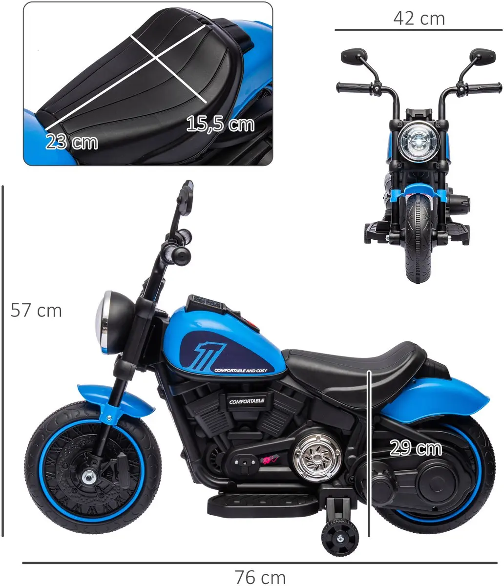 Homcom Elektrische Motor Kinderen 76x42x57cm - Blauw/Zwart