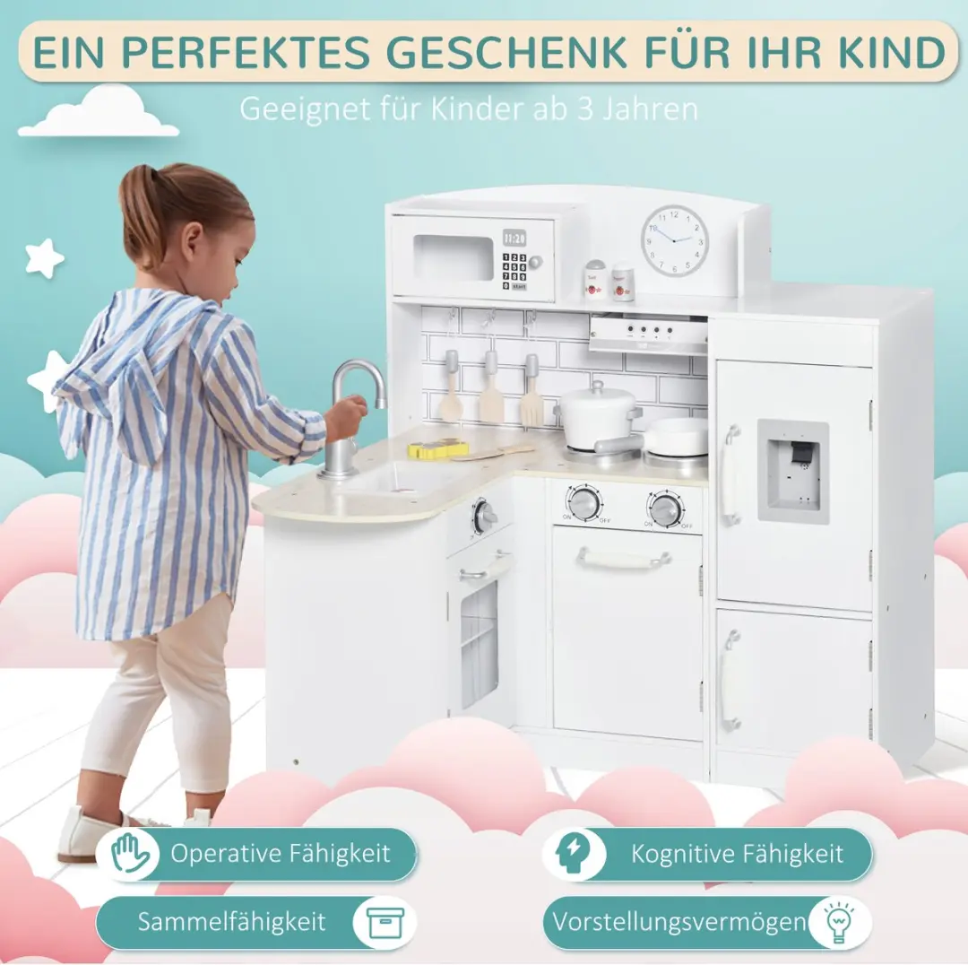 Homcom Speelkeuken 86x64x84,5cm Wit