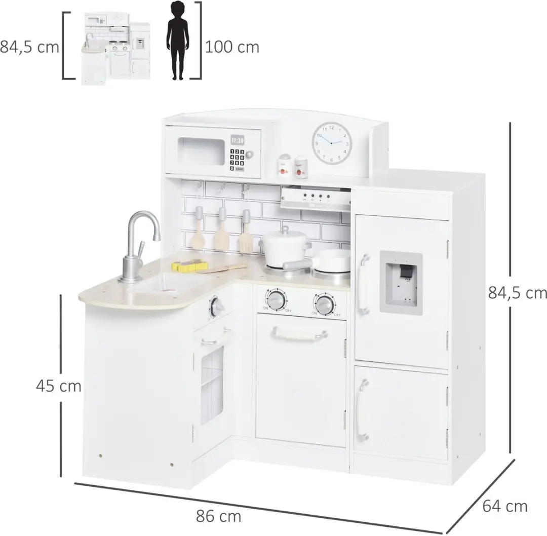 Homcom Speelkeuken 86x64x84,5cm Wit