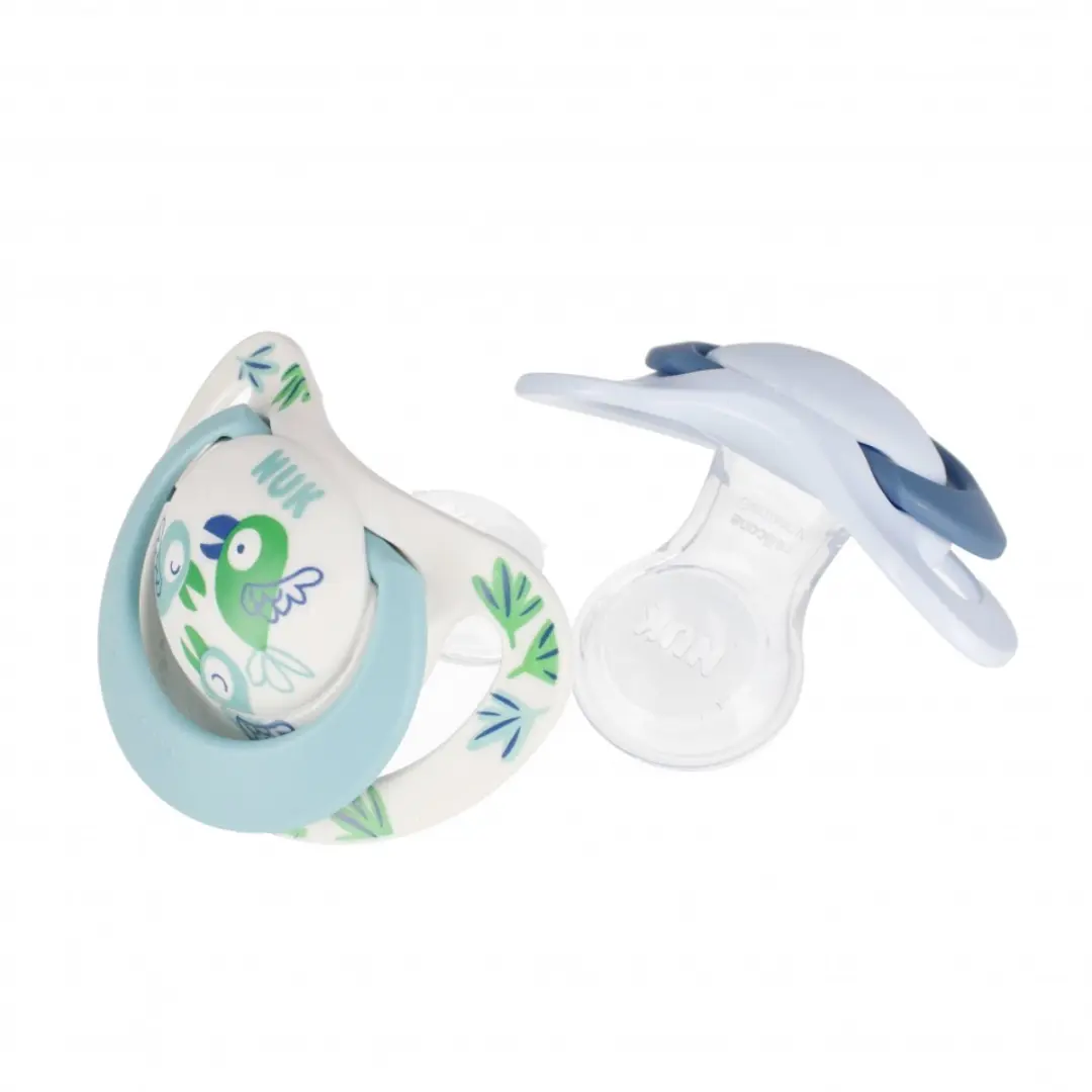 NUK Siliconen Speen 6-18m - Groen/Blauw - 2 Stuks