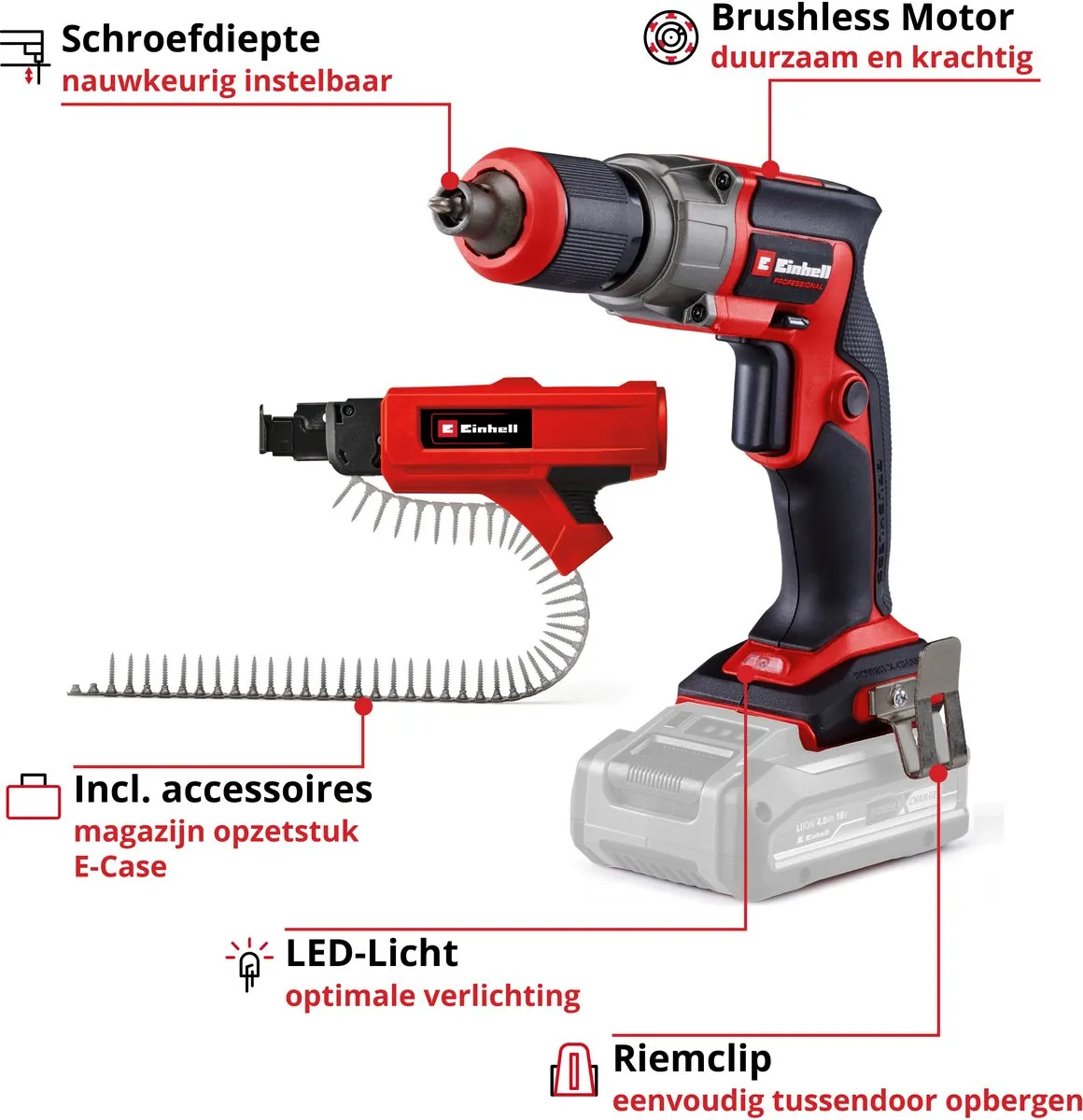 Einhell Professional TP-DY 18 Li Solo Accu Gipsplaat Schroevendraaier 5000 t/min - 18V