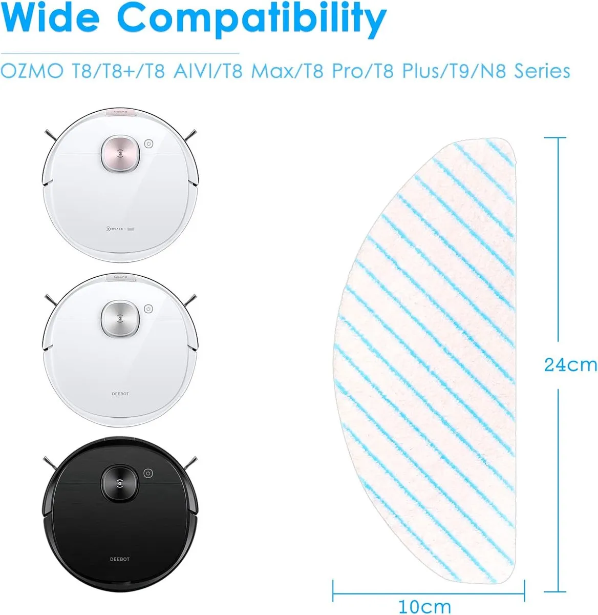 Ecovacs N10 Microvezel Dweilpads - 50 Stuks - Blauw/Wit