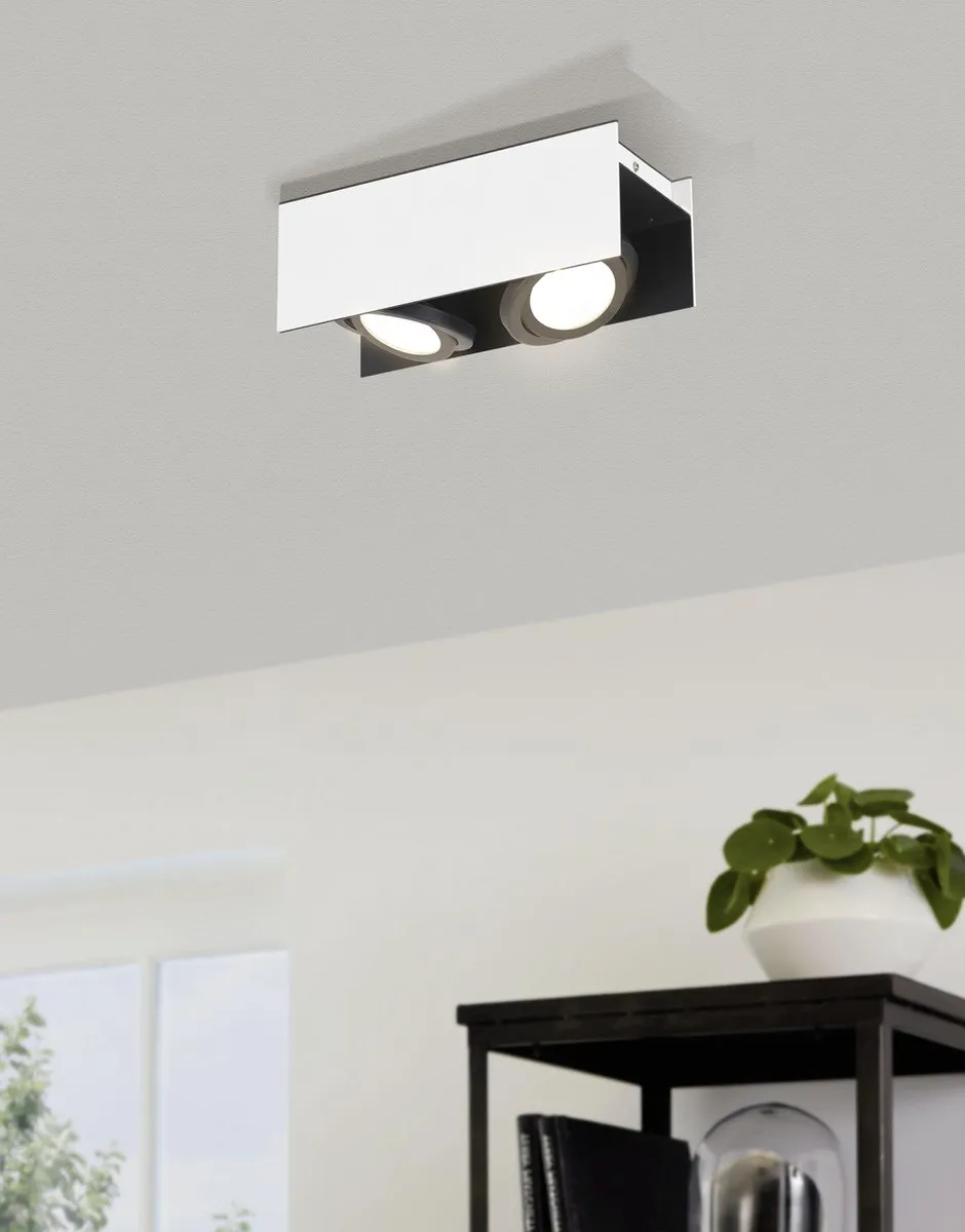 Eglo Vidago Plafondlamp LED 2 Lichtpunten - Wit/Zwart - Dimbaar