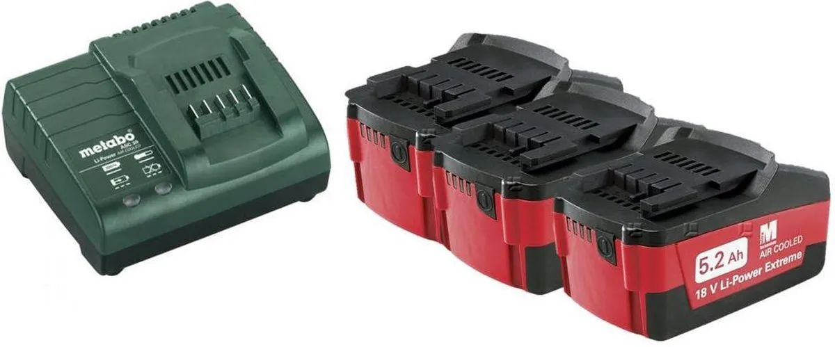 Metabo 685048000 Starterset 18V - 3x 5,2Ah Accu + Lader