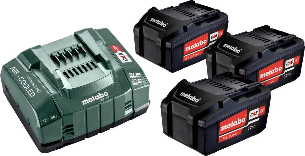 Metabo 685048000 Starterset 18V - 3x 5,2Ah Accu + Lader