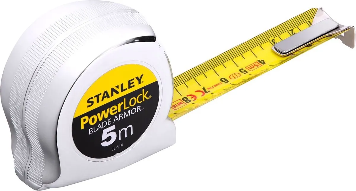 Stanley Rolbandmaat Powerlock Blade Armor 5m - 25mm - Geel - afbeelding 6 van 6
