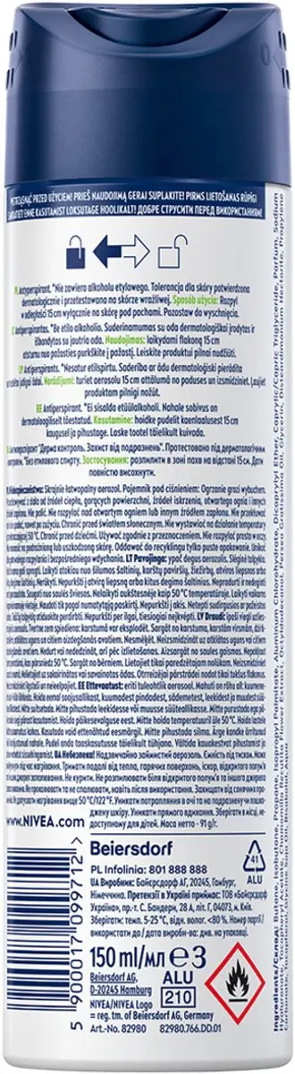 NIVEA Men Derma Control Sensitive Antiperspirant Spray 150ml