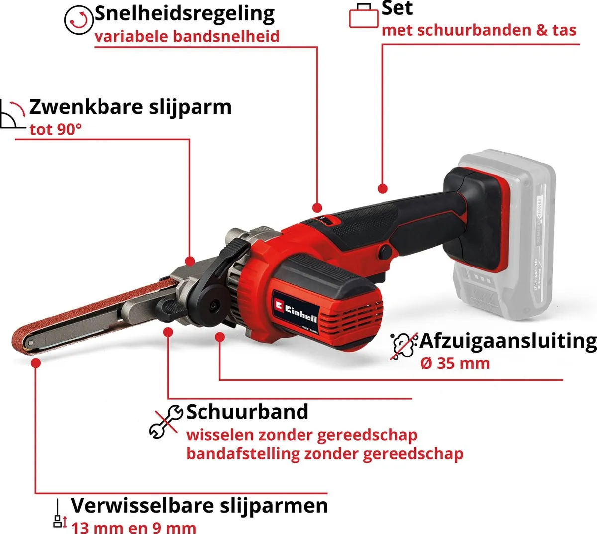 Einhell TE-BF 18 Li Accu Vijl-/Bandschuurmachine - 18V - 250-1700 m/min