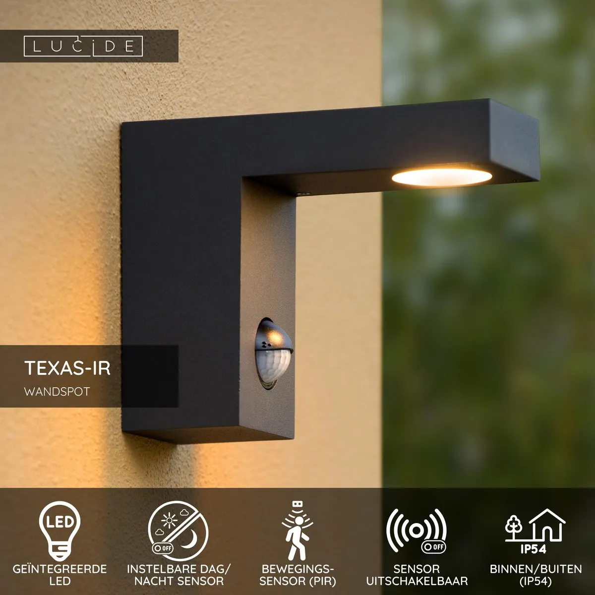 Lucide Texas-IR Wandspot LED 7W 3000K - Antraciet