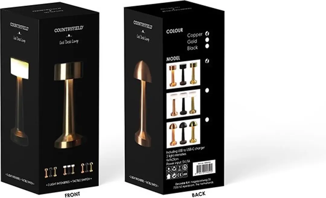 Countryfield Tafellamp LED Metaal 9x9x21cm - Zwart