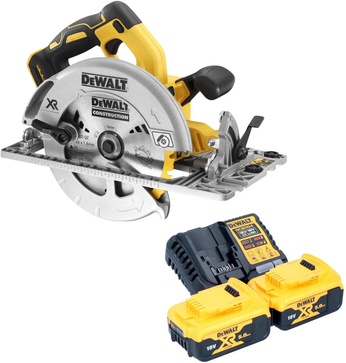 DeWalt DCS572P2 Accu Cirkelzaag 18V - 184mm - 2x 5.0Ah