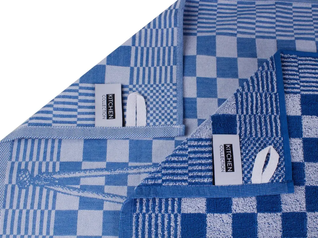 DoubleDry Theedoeken Set 12 Stuks - 100% Katoen - Blauw