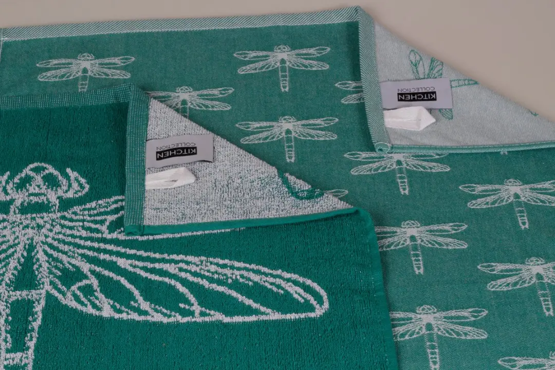 DoubleDry Luxe Keukenhanddoeken 50x50cm - 6 Stuks - 100% Katoen - Smaragdlibel