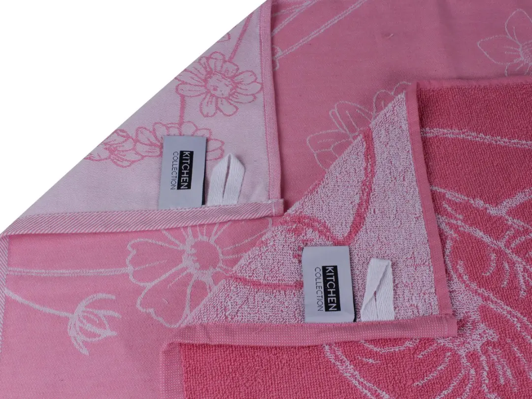 DoubleDry Theedoeken Set 12 Stuks - 100% Katoen - Bloem/Rozemulticolor