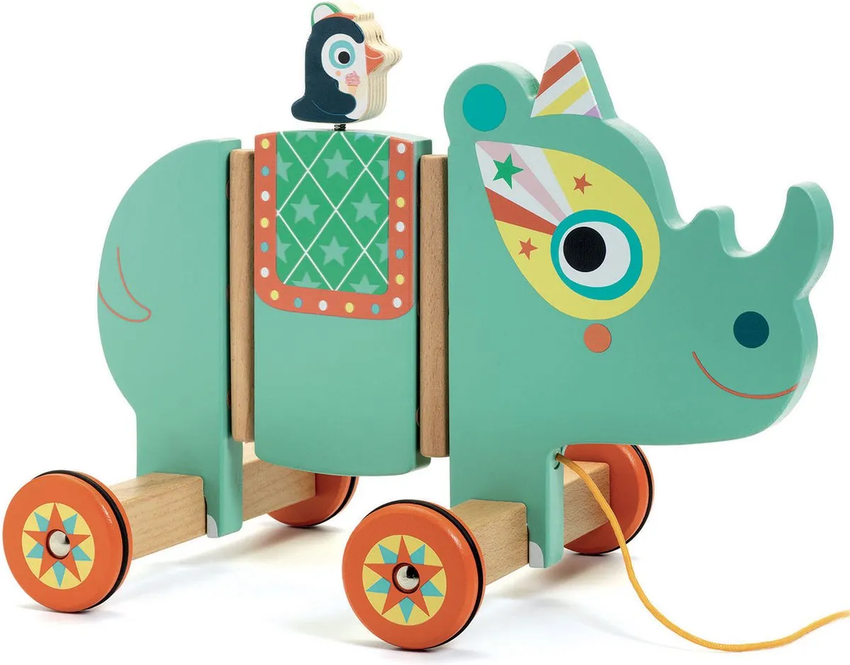 Djeco Vilma Houten Trekfiguur Neushoorn