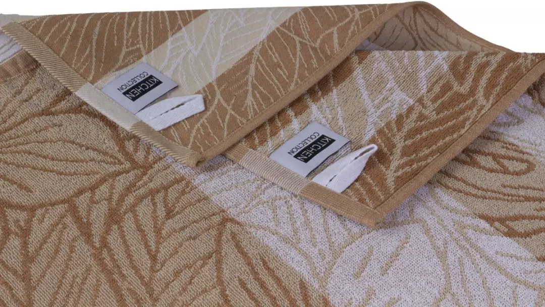 DoubleDry Luxe Theedoeken Set 6 Stuks - 50x70cm - 100% Katoen - Leaves