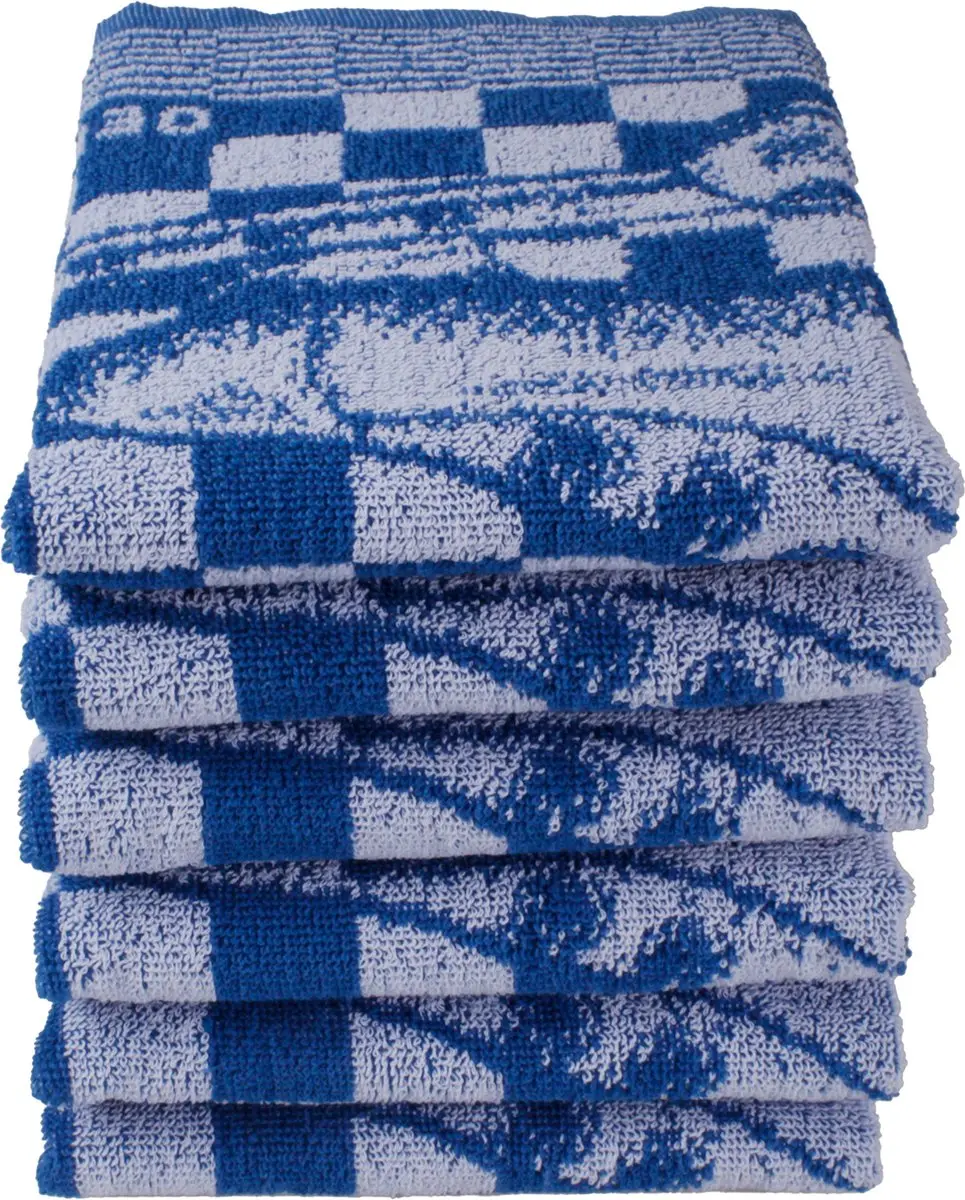 DoubleDry Luxe Keukenhanddoeken Set 6 Stuks - 50x50cm - Blauw