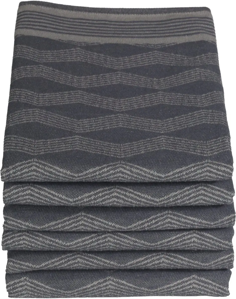 DoubleDry Luxe Theedoeken Set 6 Stuks - 50x70cm - Graphic Grijs