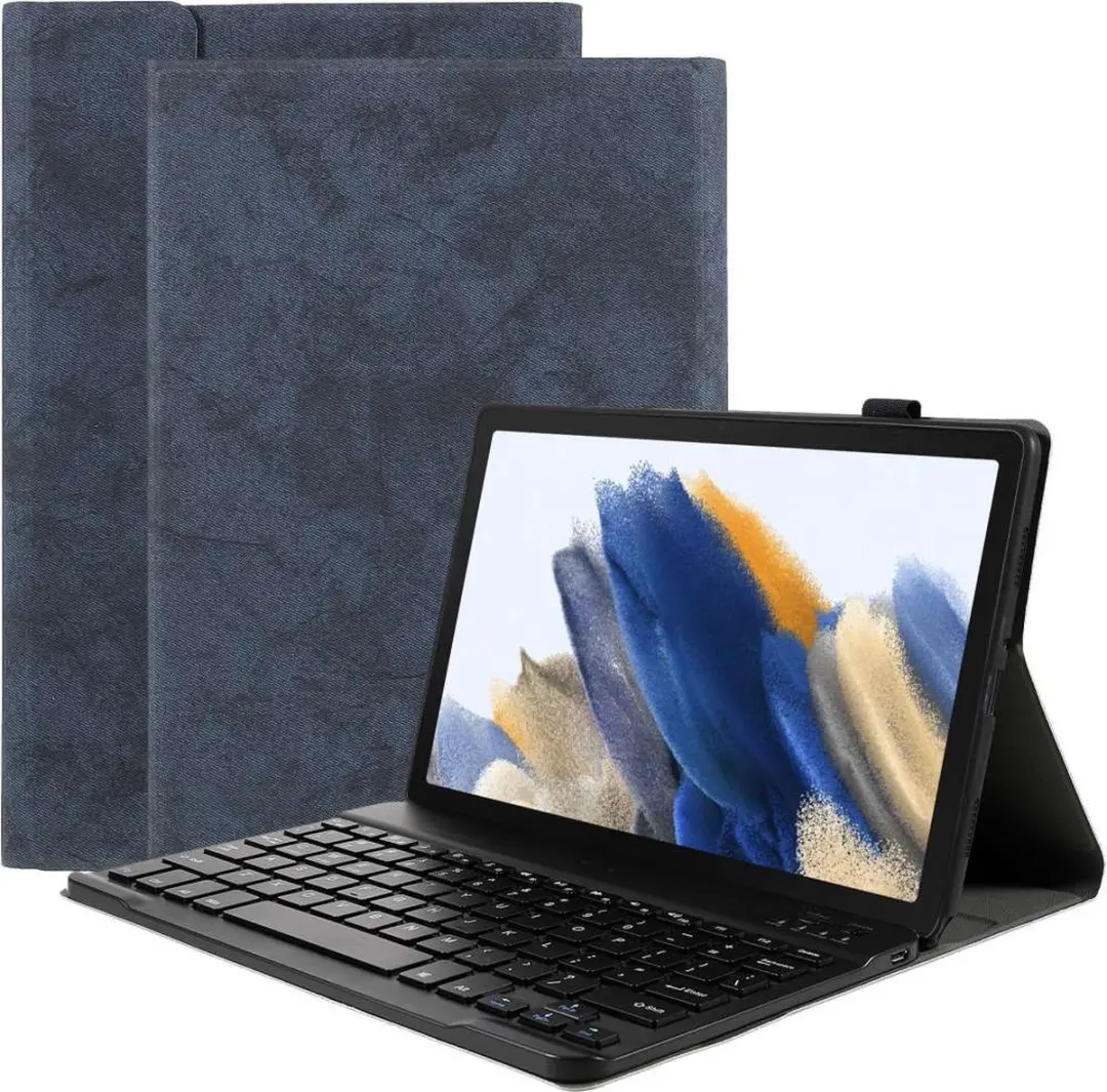 Just in Case Galaxy Tab A8 Vintage Bluetooth Keyboard Cover - Blauw