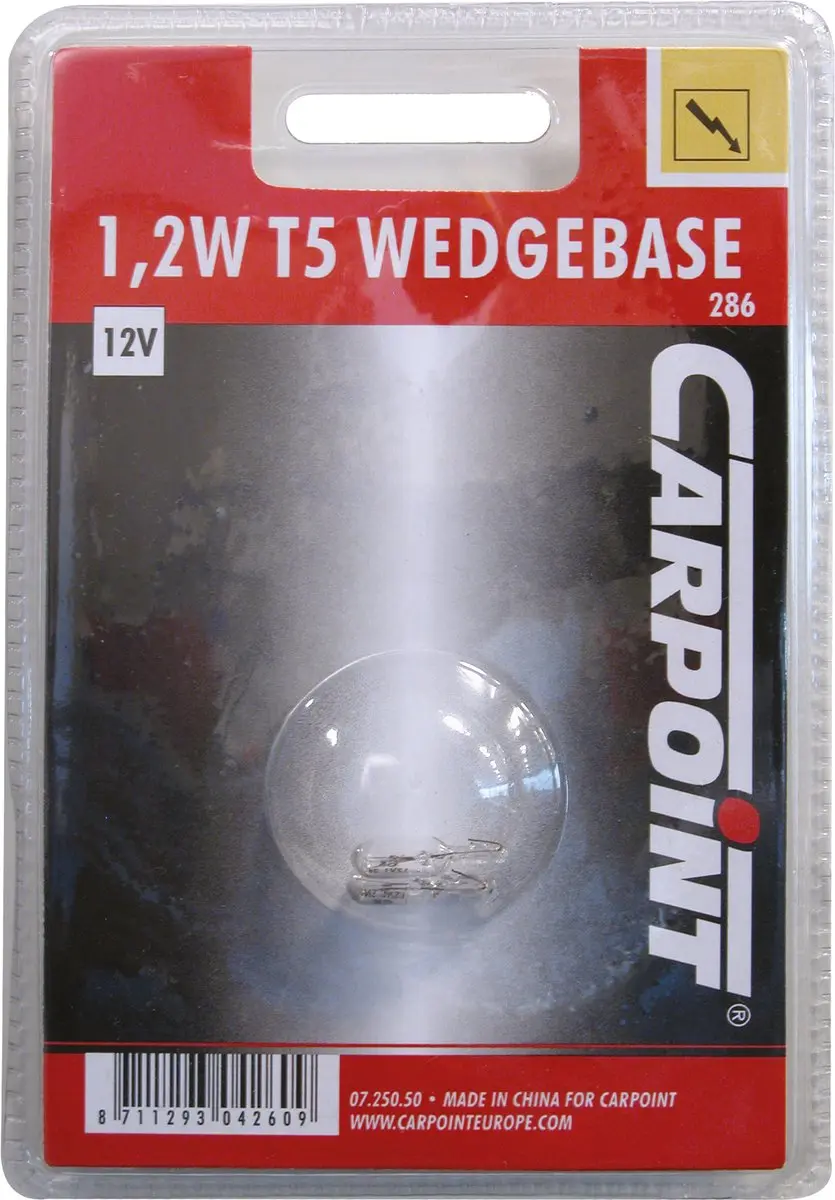 Carpoint Gloeilamp Wedgeb T5 1,2W - 2 Stuks