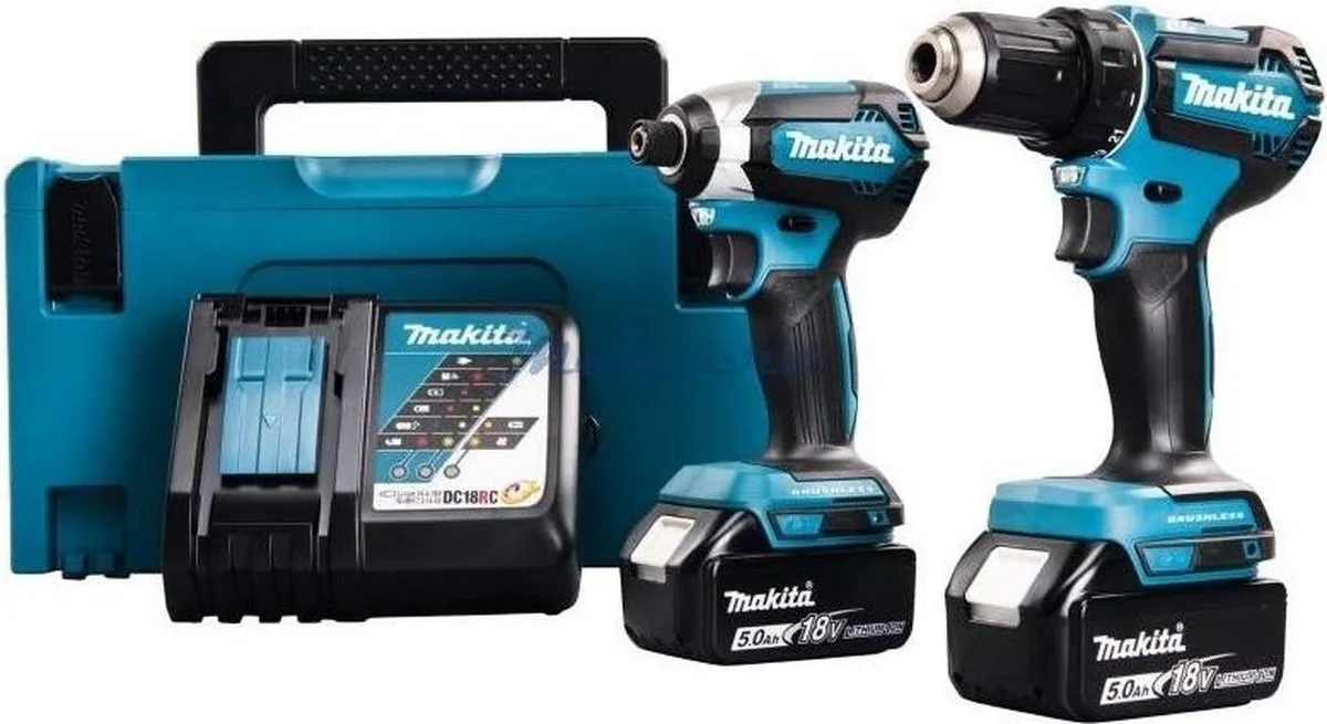 Makita DLX2289TJ Combiset - Boor- en schroefmachine DDF485 + Slagschroevendraaier DTD153 - 2x 5.0Ah - afbeelding 2 van 6