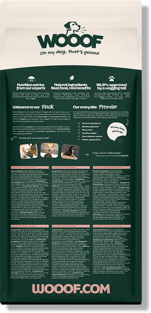 Wooof Zalm Krokant Hondenbrokken 18kg