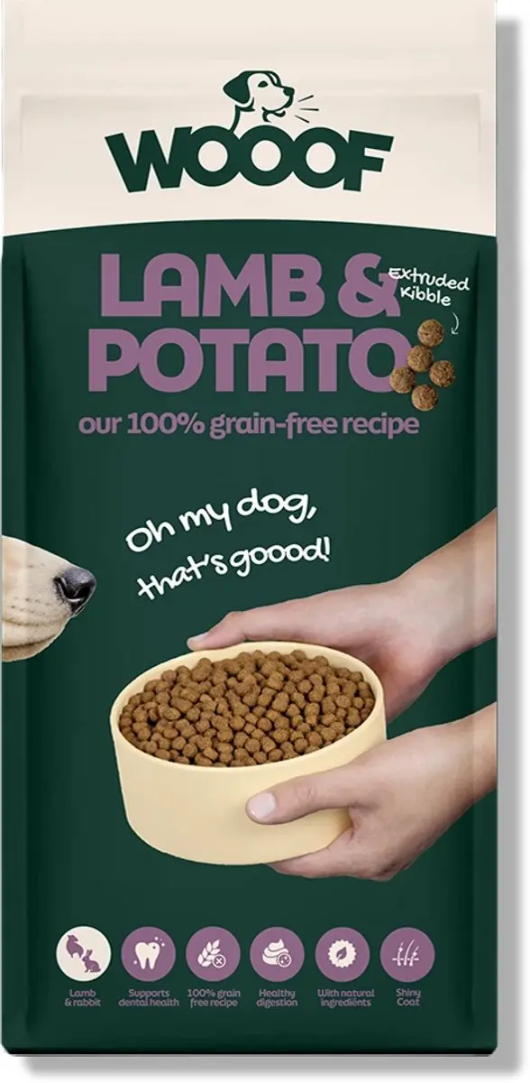 Wooof Lam & Aardappel Krokante Hondenbrokken 18kg