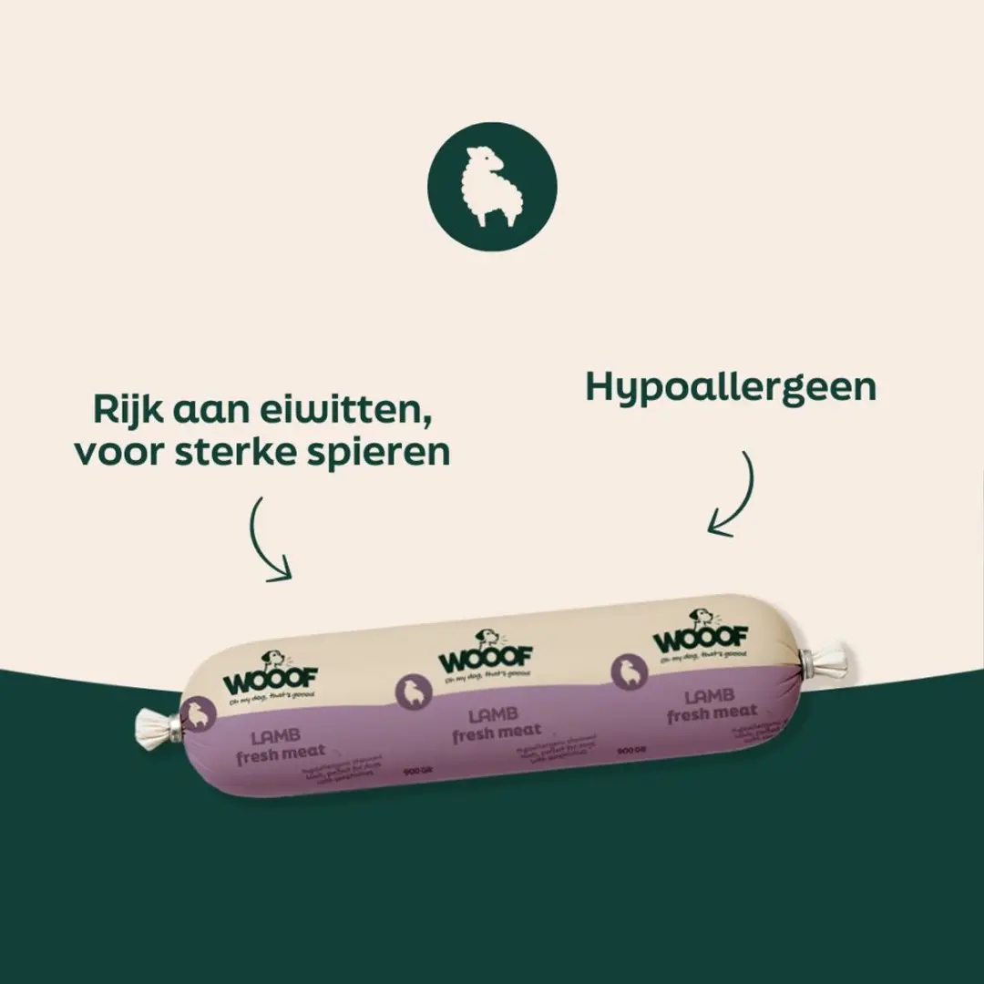 Wooof Lam Worsten Hondenvoer - 10x 800g
