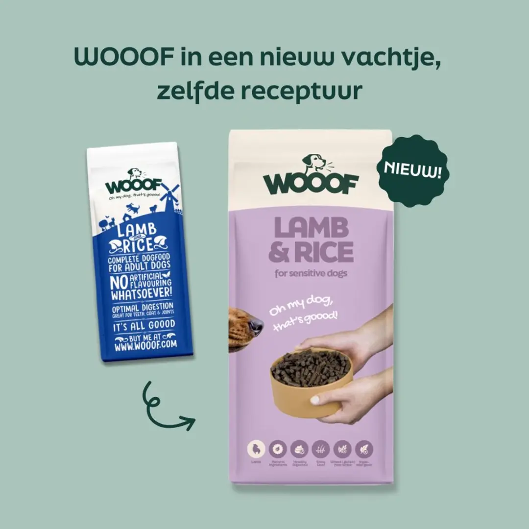 Wooof Lam en Rijst Hondenbrokken 14kg - Hypoallergeen
