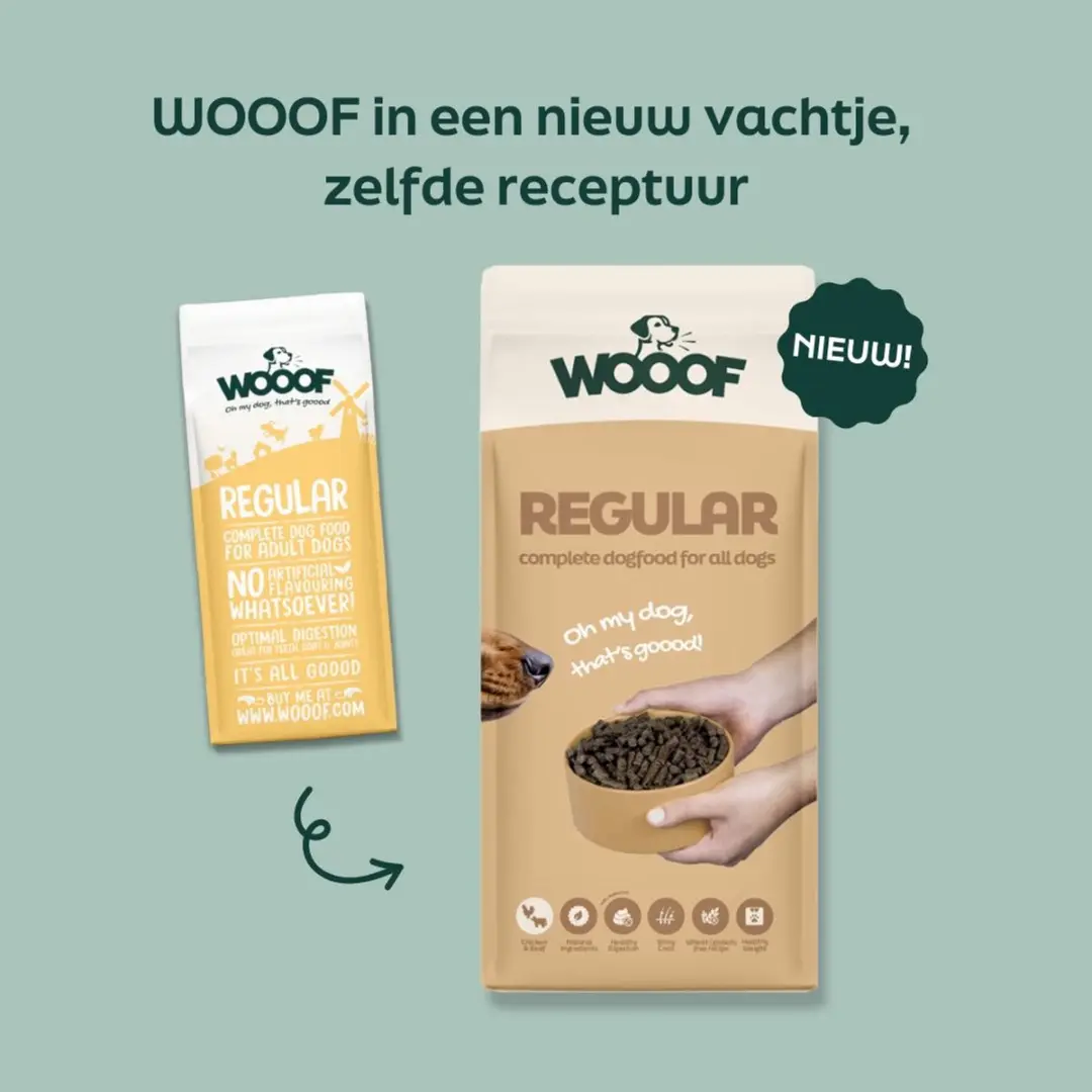 Wooof Regular 14kg Geperste Hondenbrokken