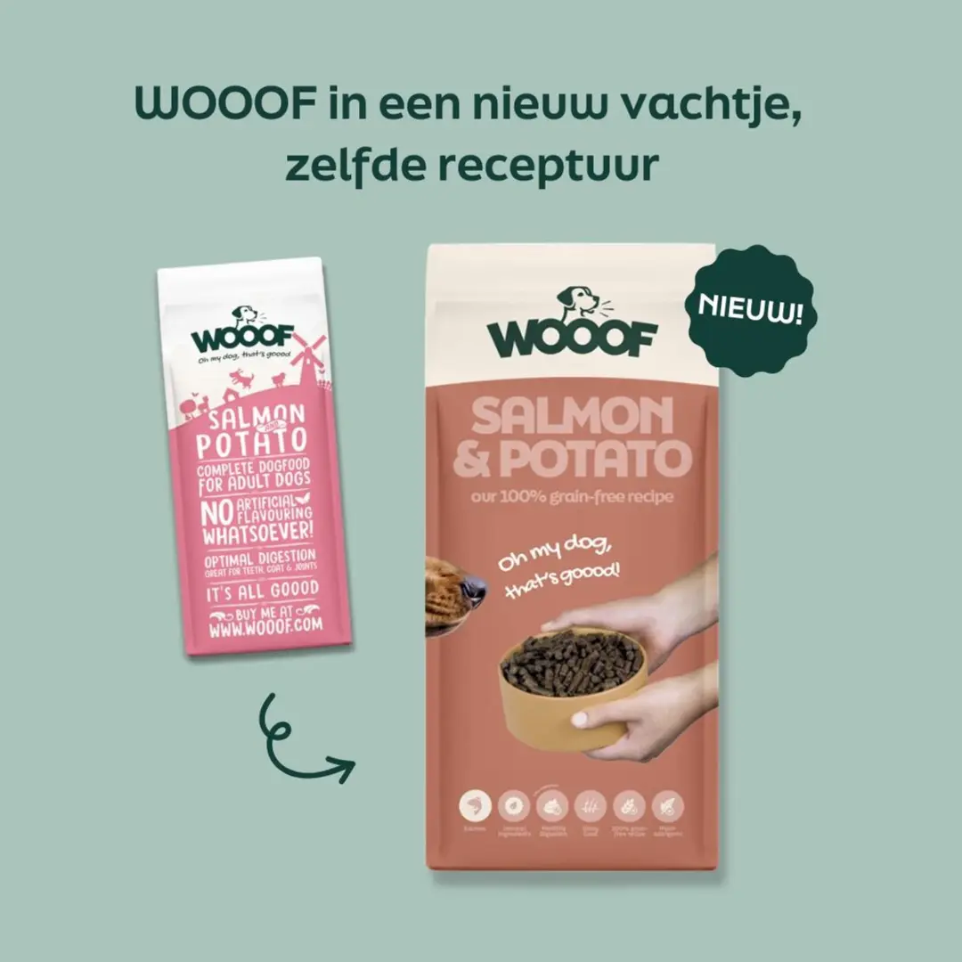 Wooof Zalm & Aardappel Hondenbrokken 18kg