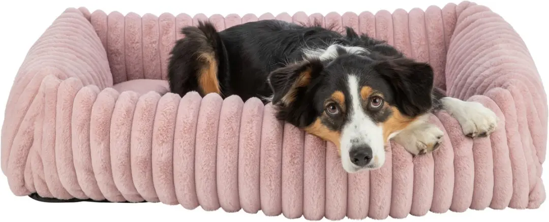 Trixie Hondenmand Lonni Hoekig Ribfluweel Roze 80x60cm - afbeelding 4 van 5