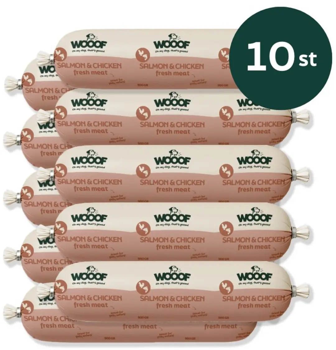 Wooof Hondenworst Natvoer Zalm & Kip 10x800g