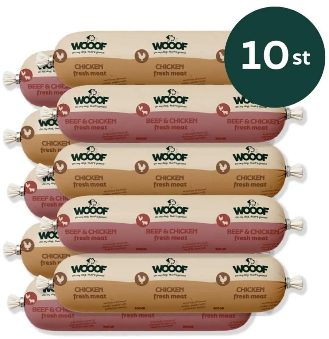 Wooof Hondenworsten Kip & Rund 10x900g