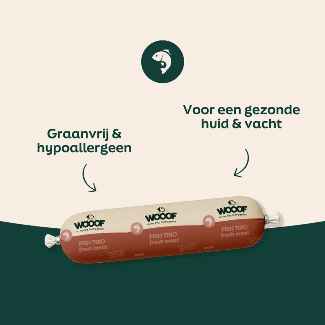 Wooof Visworst Pakket 10x800g - Natvoer Zalm & Vis Mix