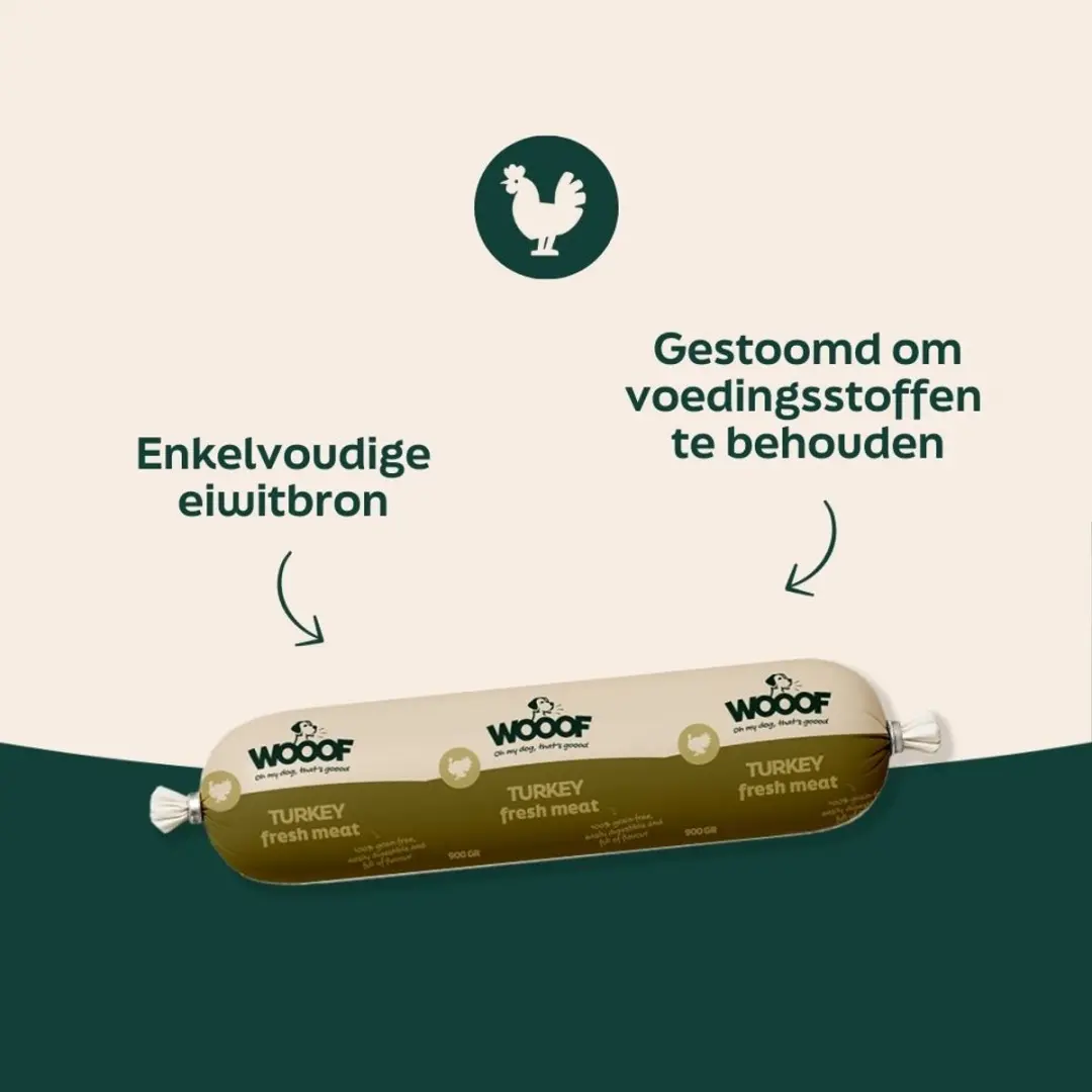 Wooof Hondenworst Kalkoen 10x900g