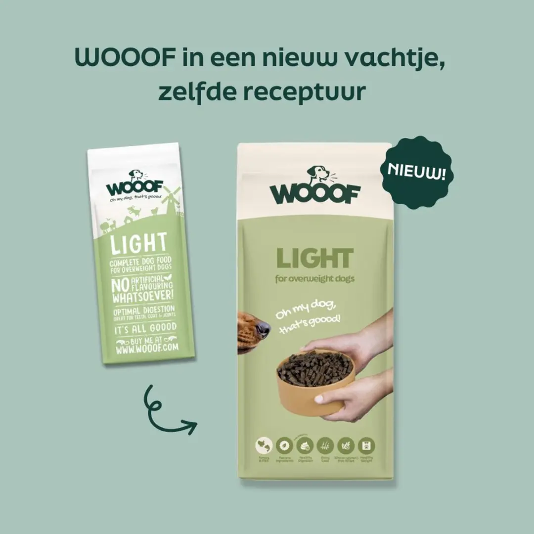 Wooof Light 14kg Geperste Hondenbrokken - Lichtverteerbaar