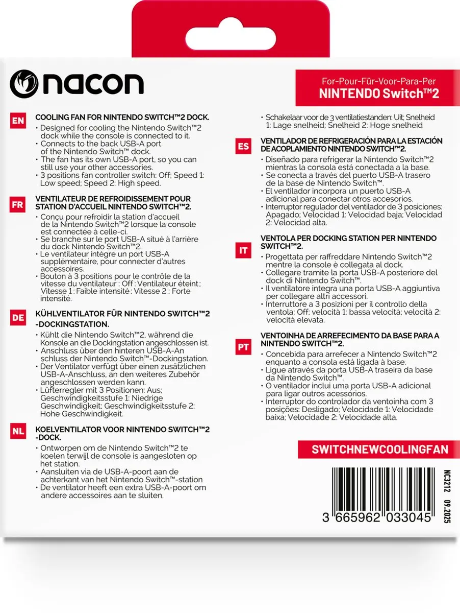 Nacon Switch 2 Koelventilator - Zwart