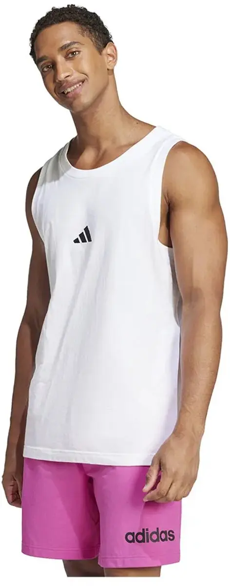 Adidas Essentials Small Logo Mouwloos T-shirt Wit XS