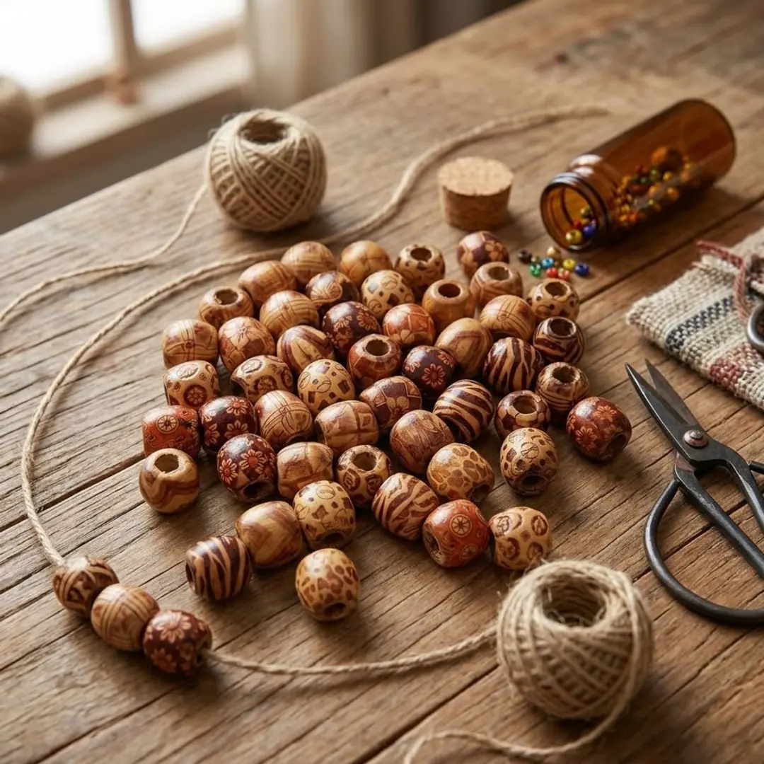 NUVEX Houten Kralen Tribaal Patroon - 100 Stuks