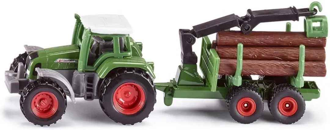 SIKU 1645 Fendt Tractor met Boomstam-Aanhanger
